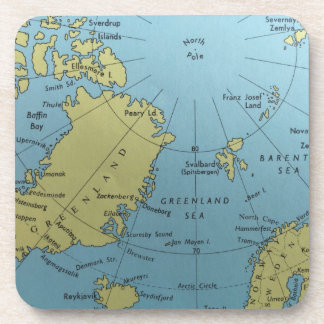 Vintage Karte von Nordpol Getränkeuntersetzer