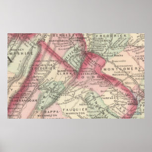 Vintage Karte von Nordvirginia (1875) Poster