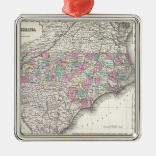 Vintage Karte von North Carolina (1855) Ornament Aus Metall
