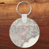 Vintage Karte von North Carolina (1855) Schlüsselanhänger (Vorderseite)