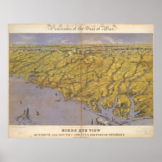 Vintage Karte von North Carolina (1861) Poster (Vorne)