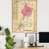 Vintage Karte von Norwalk CT (1867) Poster (Heimbüro)