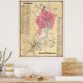 Vintage Karte von Norwalk CT (1867) Poster (Küche)