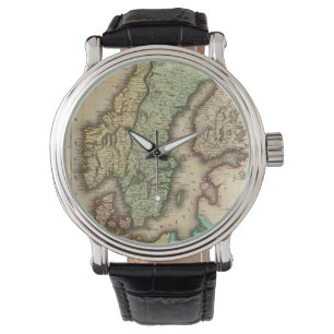 Vintage Karte von Norwegen und von Schweden (1831) Armbanduhr