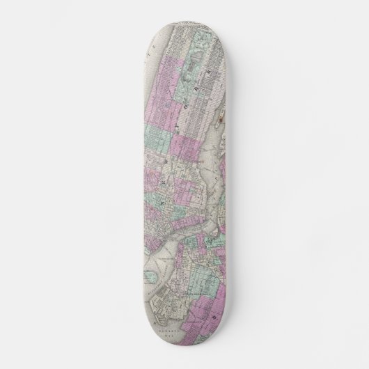Vintage Karte von NYC und Brooklyn (1866) Skateboard (Vorderseite)