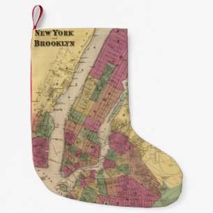 Vintage Karte von NYC und Brooklyn (1868) Kleiner Weihnachtsstrumpf