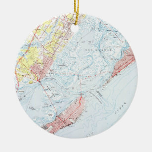 Vintage-Karte von Ocean City NJ (1952) Keramikornament