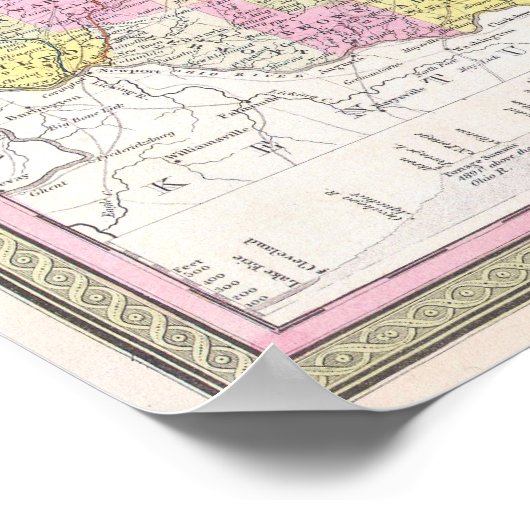 Vintage Karte von Ohio, 1850 Poster (Ecke)