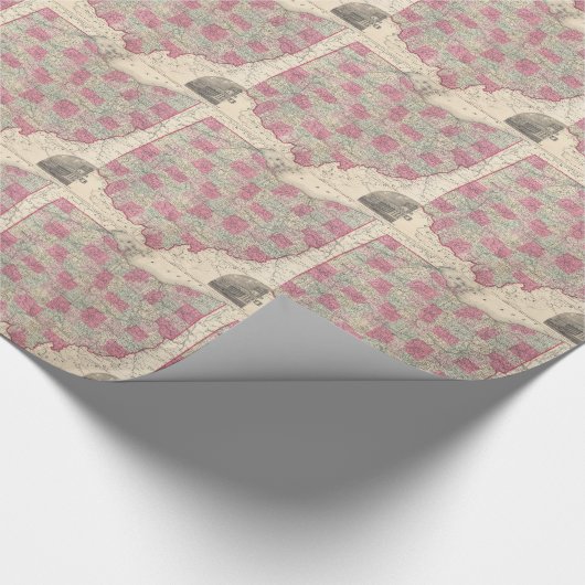 Vintage Karte von Ohio (1864) Geschenkpapier (Ecke)