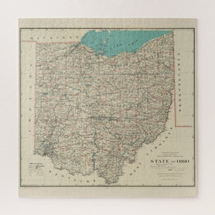 Vintage Karte von Ohio (1887) Puzzle