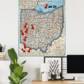 Vintage Karte von Ohio (1921), benutzerdefinierbar Poster (Heimbüro)