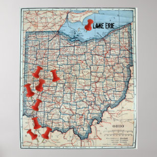 Vintage Karte von Ohio (1921), benutzerdefinierbar Poster