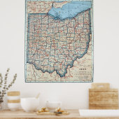 Vintage Karte von Ohio (1921) Poster (Küche)