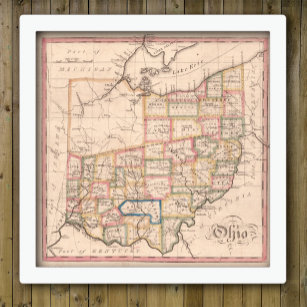 Vintage Karte von Ohio Poster