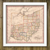 Vintage Karte von Ohio Poster