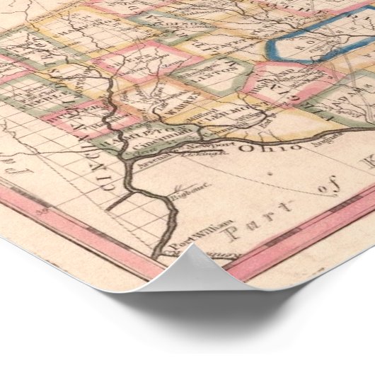 Vintage Karte von Ohio Poster (Ecke)