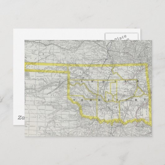 Vintage Karte von Oklahoma (1889) (Vorne/Hinten)