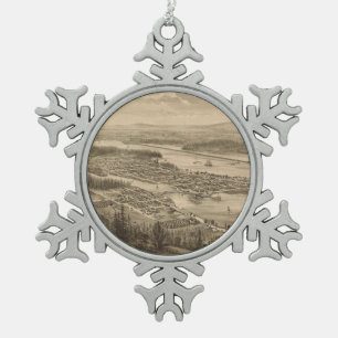 Vintage Karte von Olympia Washington (1879) Schneeflocken Zinn-Ornament