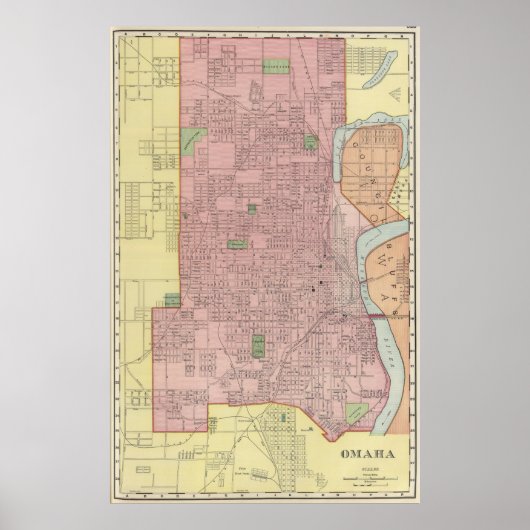 Vintage Karte von Omaha Nebraska (1903) Poster (Vorne)