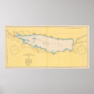Vintage Karte von Oneida See NY (1950) Poster