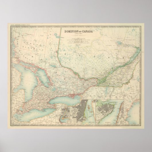 Vintage Karte von Ontario und Quebec (1912) Poster (Vorne)