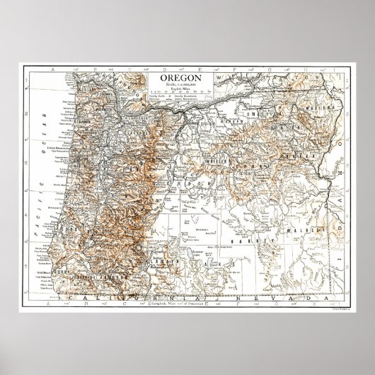 Vintage Karte von Oregon (1911) 2 Poster (Vorne)