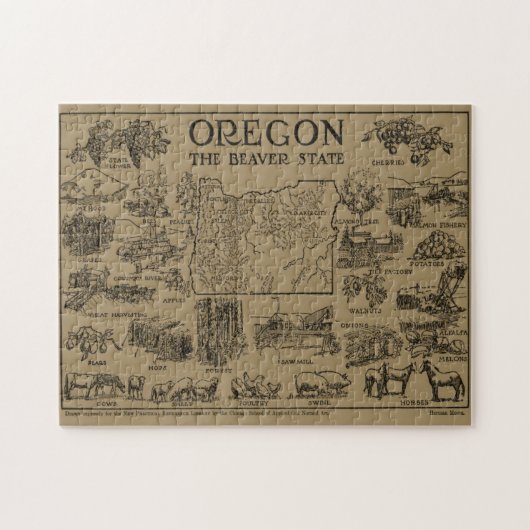 Vintage Karte von Oregon (1912) Puzzle (Horizontal)