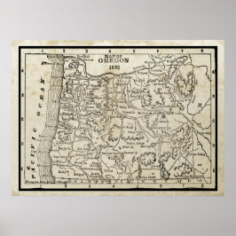 Vintage Karte von Oregon Poster