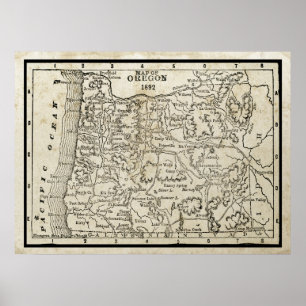 Vintage Karte von Oregon Poster