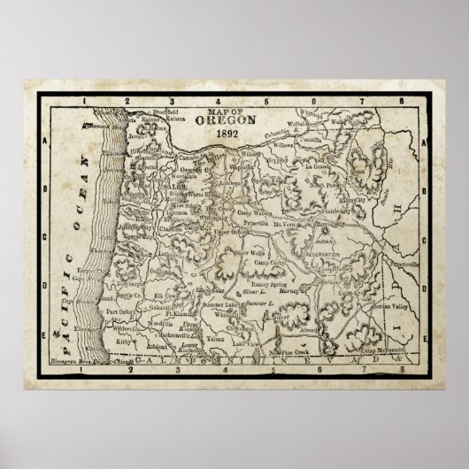 Vintage Karte von Oregon Poster (Vorne)
