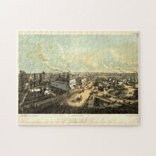 Vintage Karte von Oshkosh WI (1850) Puzzle (Horizontal)