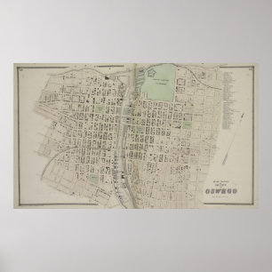 Vintage Karte von Oswego NY (1867) Poster