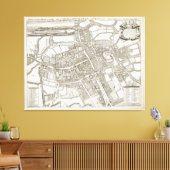 Vintage Karte von Oxford England (1675) Leinwanddruck (Insitu (Wohnzimmer))