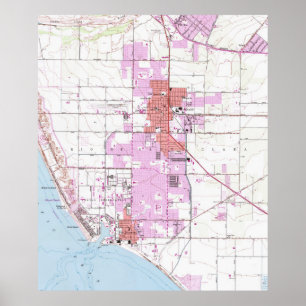 Vintage Karte von Oxnard Kalifornien (1949) Poster