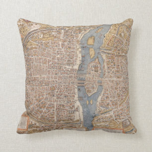 Vintage Karte von Paris (1550) Kissen