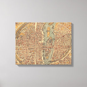 Vintage Karte von Paris (1575) Leinwanddruck
