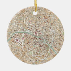 Vintage Karte von Paris (1892) Keramikornament