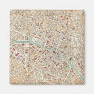 Vintage Karte von Paris (1892) Magnet