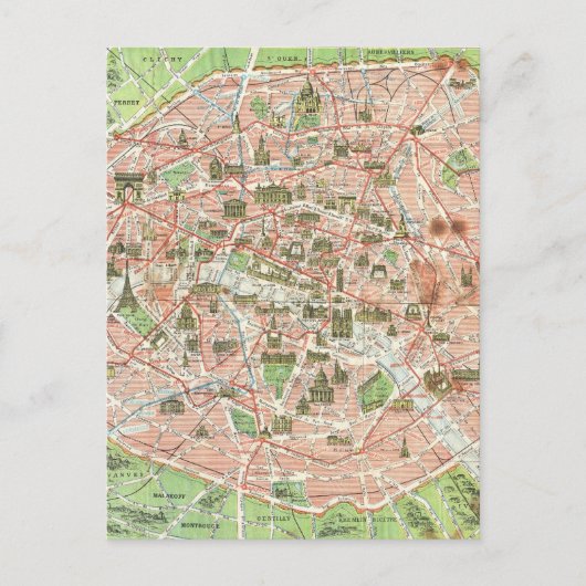 Vintage Karte von Paris (1920) (Vorderseite)