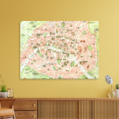 Vintage Karte von Paris (1920) Leinwanddruck (Insitu (Wohnzimmer))