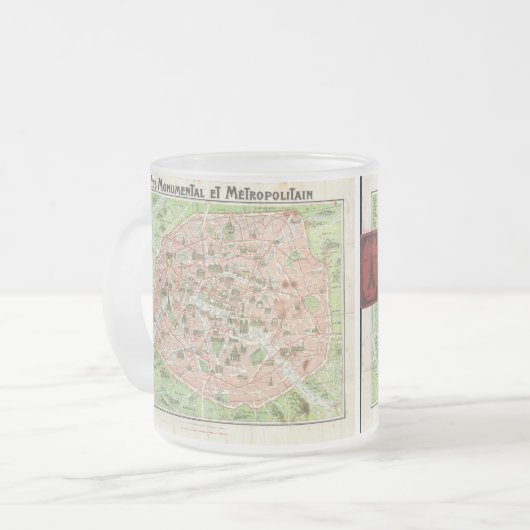 Vintage Karte von Paris (1920) Mattglastasse (Vorderseite Links)