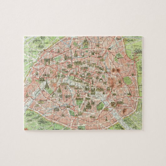 Vintage Karte von Paris (1920) Puzzle (Horizontal)