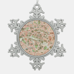 Vintage Karte von Paris (1920) Schneeflocken Zinn-Ornament