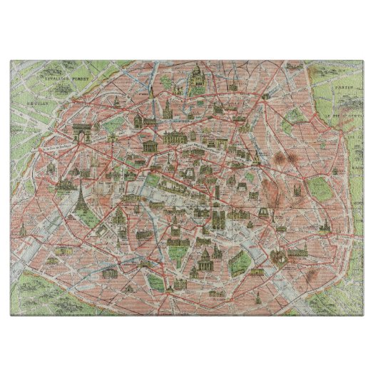 Vintage Karte von Paris (1920) Schneidebrett (Vorderseite)