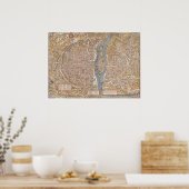 Vintage Karte von Paris (1980) Poster (Küche)