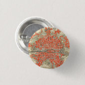 Vintage Karte von Paris Frankreich (1721-1774) Button (Vorne & Hinten)