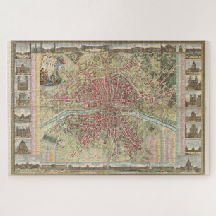 Vintage Karte von Paris Frankreich (1784) Puzzle