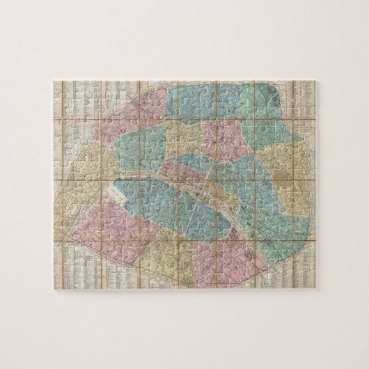 Vintage Karte von Paris Frankreich (1867) Puzzle (Horizontal)