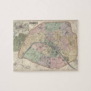 Vintage Karte von Paris Frankreich 1878 Puzzle