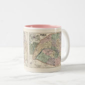 Vintage Karte von Paris Frankreich 1878 Zweifarbige Tasse (VorderseiteRechts)